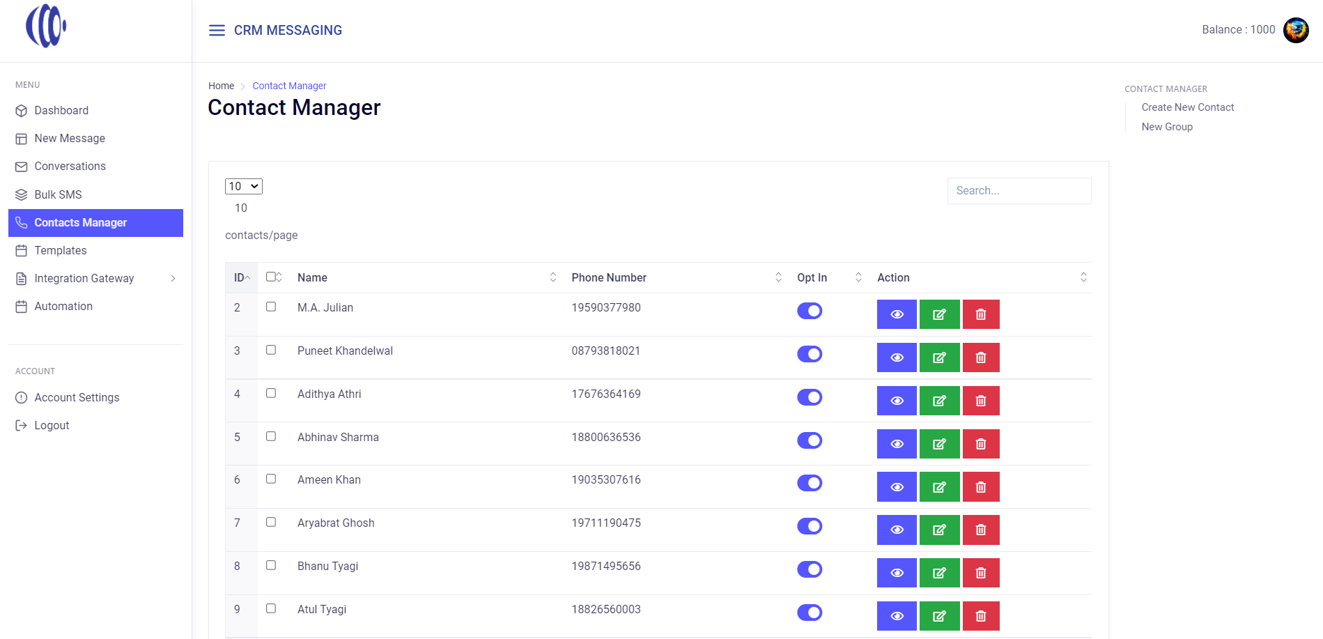 Messaging on Portal 11 Contact Manager