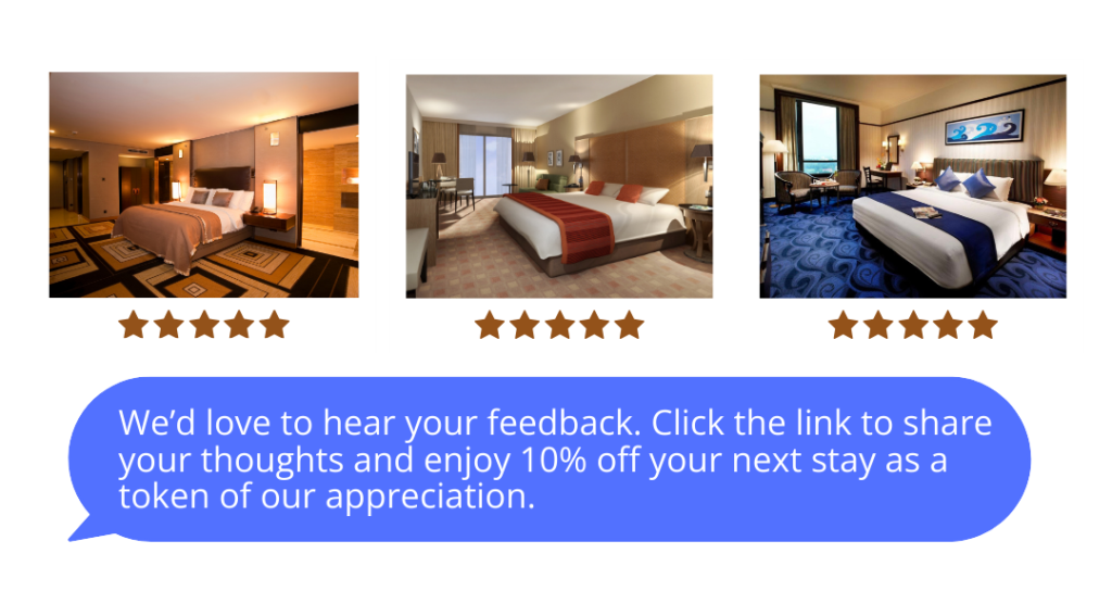 Good morning Guest Name Your room at Hotel Name is ready. Click the link below to access your digital room key and head straight to your suite. Need anything Just reply to this message 2